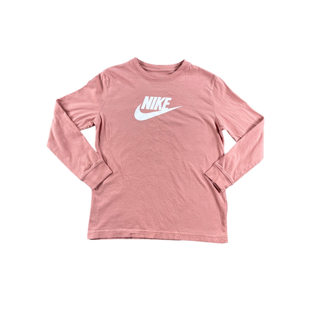 Nike The Nike Tee Long Sleeve Graphic Shirt Pink Loose Fit Futura Logo Medium